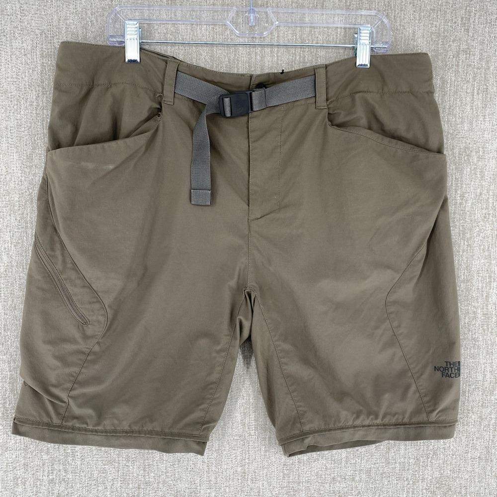 The North Face Paramount Trail Shorts Men 36 Brown Hiking Belted Cargo Pockets
